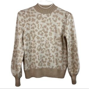 ADYSON PARKER Knit Leopard Print Puff Shoulder Sweater